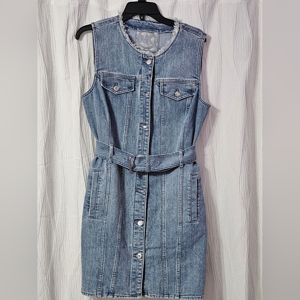 Michael Kors Blue Denim Overalls Classic Full-Length Design